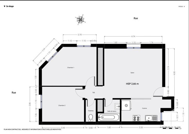 Appartement F3 &agrave; vendre - 3 pi&egrave;ces - 54,03 m2 - Paris - 75020 - ILE-DE-FRANCE