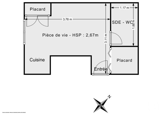 Appartement F1 &agrave; vendre - 1 pi&egrave;ce - 13,18 m2 - Paris - 75011 - ILE-DE-FRANCE