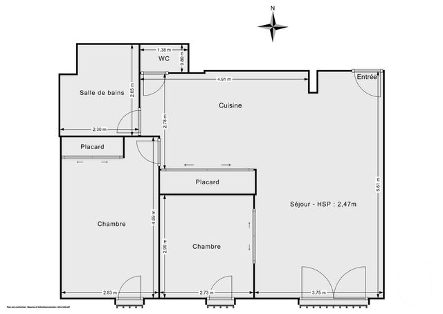 Appartement F3 &agrave; vendre - 3 pi&egrave;ces - 63,34 m2 - Paris - 75010 - ILE-DE-FRANCE